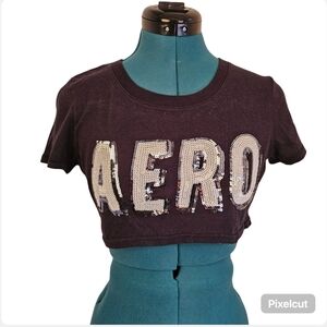 Aeropostale black knit short sleeve t-shirt crop top size S US